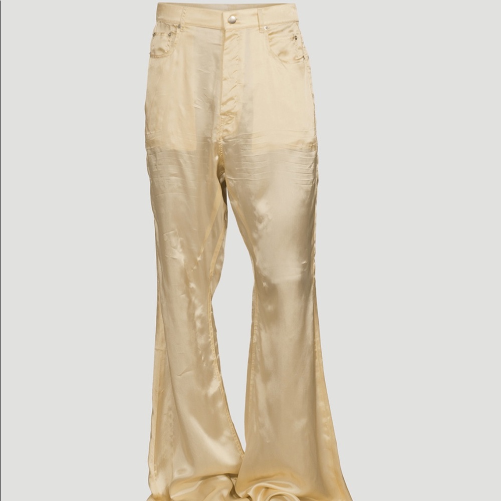 RICK OWENS Bolan Glossy Twill Bootcut Pants